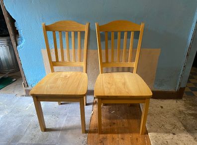 2 wooden chairs