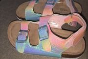 Girls Rainbow Glitter Sandals