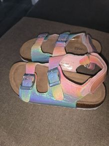 Girls Rainbow Glitter Sandals
