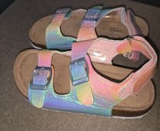 Girls Rainbow Glitter Sandals