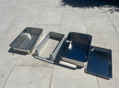 Stainless Steel Cat Litter Box, Drawer Type Semi-Enclosed Litter Box with Sifting Pan, Scoop for Big Cat Easy Cleaning