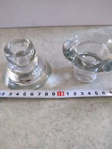 IKEA  PORTA VELAS Clear Glass Candle Holders K & M Hagberg w sticker pair 2 1/4" H