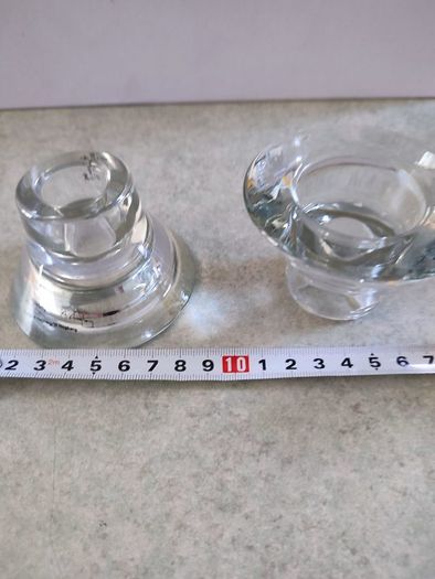 IKEA  PORTA VELAS Clear Glass Candle Holders K & M Hagberg w sticker pair 2 1/4" H