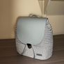 Handmade Grey Backpack  Polyester Cord  Faux Leather Image 2