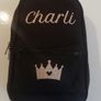 Personalised Girls Backpack From Dollymix With The Name Charli Black Sparkly Image 7
