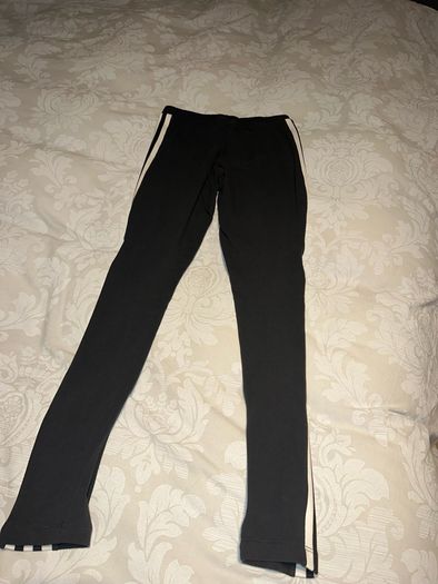 Adidas Women's Black Cotton 3 Stripes Leggings - size UK 8