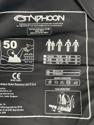 Young teen Typhoon life jacket/ buoyancy aid