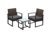 3-Piece Garden Furniture Set  Rattan-Style Chairs & Table for Balcony, Terrace & Garden