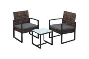 3-Piece Garden Furniture Set  Rattan-Style Chairs &amp; Table for Balcony, Terrace &amp; Garden