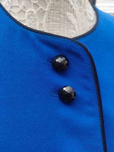 Electric blue ladies blazer with black button and trim detail size M/L Postage included