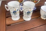Pair of Vintage Royal Tara Fine Bone China Mugs "Tara Hall" Blue Floral (Made in Galway)