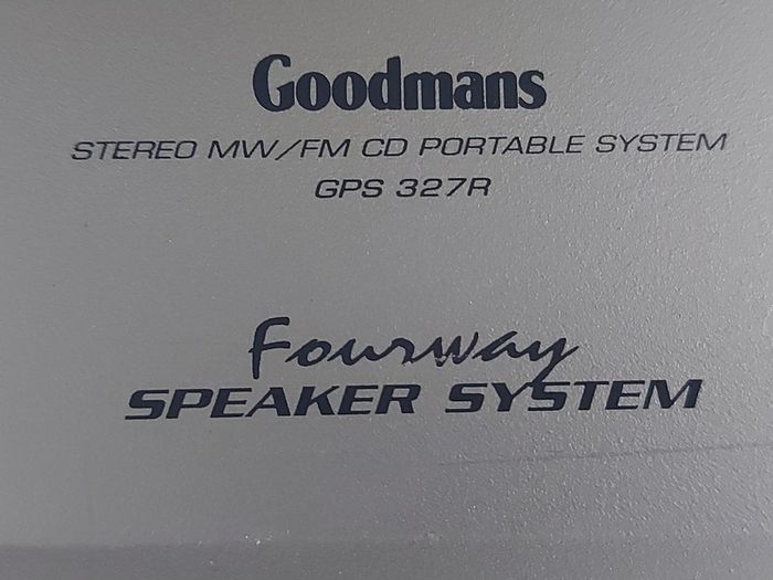 GOODMANS Stereo MW-FM CD, Tape Portable System Model GPS 327R, Fourway Speaker System, in excellent cosmetic condition