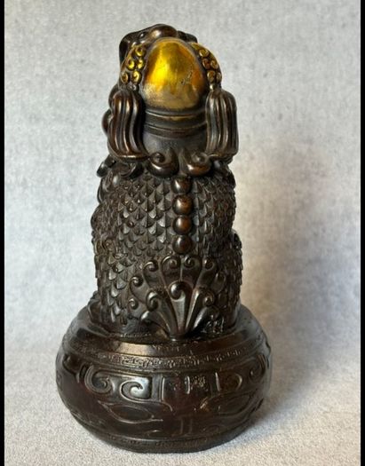Chinese Guardian Lion - Bronze, Gold Accents