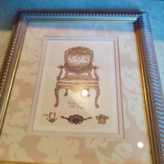 Xviii Century Style Chair Prints With Gold Frame.