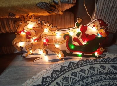 santa with sleigh light up decoration