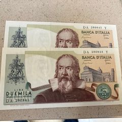 Italy 2000 Lire Galileo consecutive numbers uncirculated