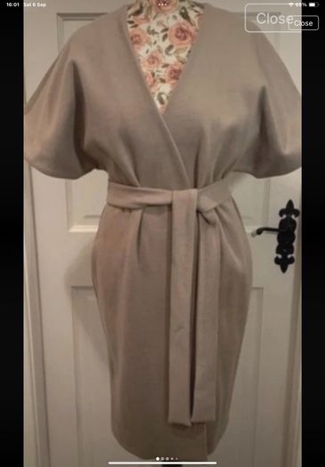 coat oasis size medium tie belted oatmeal beige coat
