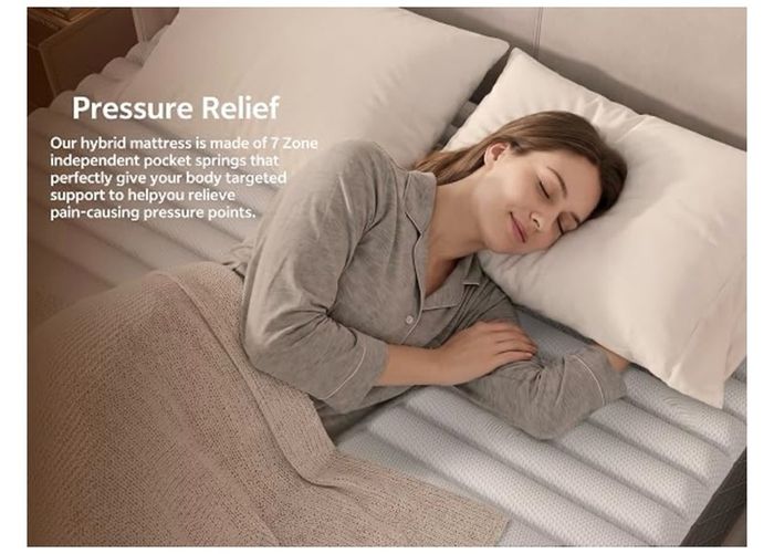 12 Inch King Size Mattress Medium Firm, OEKO-TEX Certified Hybrid King Bed Mattresses, 7-Zone Memory Foam Mattress with Pocket Sprung for Body Support & Pressure Relief - 150x200x30cm