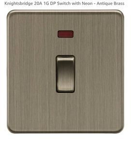 5 pcs Knightsbridge 1G switch with neon light- antique brass