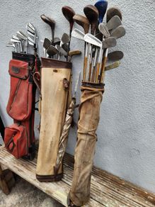 Antique golf clubs. Three bags and thirty clubs . ONE LOT ONLY .