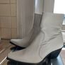White 100% Leather Cowboy Western Ankle Boots Pointed Toe Heel EU 40 Image 3