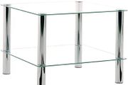 Low Occasional Table - Steel Tubing/Tempered Glass - Chrome, 39 x 39 x 47 cm (FREE POSTAGE)