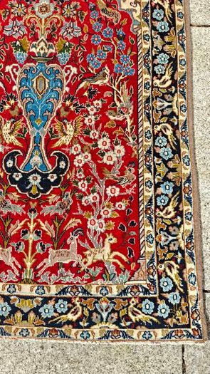 Fine Persian Qom Tree of Life Wool and Silk