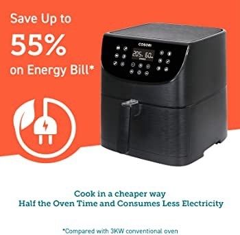 Air Fryers Oven, 5.5L XXL Oil Free Air Fryer 1700W with Rapid Air Technology for Healthy Fast Cooking & 55% Energy-Saving, 11 Presets, LED Onetouch Screen, Nonstick Basket MULTIPLE COLOURS AVAILABLE