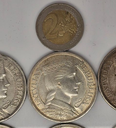 Latvia 1931 Silver 5 Lati Beautiful big Silver Coins Priced at Silver Spot Price