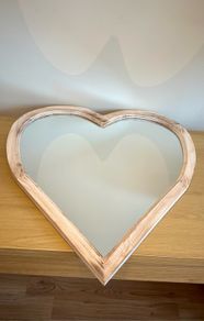 Heart-Shaped Wooden Mirror 65cm
