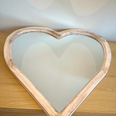 Heart-Shaped Wooden Mirror 65cm