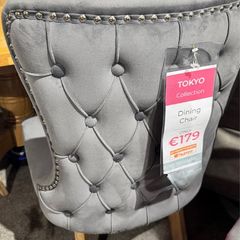 3 Velvet Grey Dining Chairs Like New