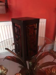 Danish pressed glass amber lamp