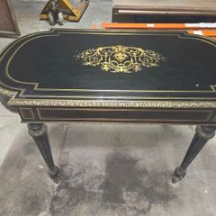 A 19th Century French Ebonised and Brass inlay and Metal Mounted Table with Drawer