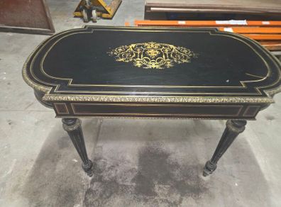 A 19th Century French Ebonised and Brass inlay and Metal Mounted Table with Drawer