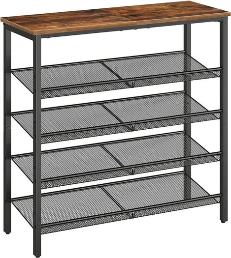 NEW SALE | Shoe Rack, 5-Tier Shoe Organizer, Shoe Storage Rack for 16-20 Pairs, Adjustable Mesh Shelves, Shoe Storage Unit for Entryway, Metal Frame, Sturdy, Industrial, Rustic Brown