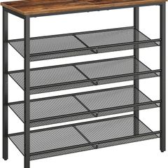 NEW SALE | Shoe Rack, 5-Tier Shoe Organizer, Shoe Storage Rack for 16-20 Pairs, Adjustable Mesh Shelves, Shoe Storage Unit for Entryway, Metal Frame, Sturdy, Industrial, Rustic Brown
