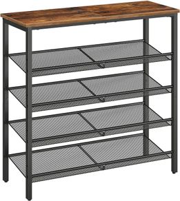 NEW SALE | Shoe Rack, 5-Tier Shoe Organizer, Shoe Storage Rack for 16-20 Pairs, Adjustable Mesh Shelves, Shoe Storage Unit for Entryway, Metal Frame, Sturdy, Industrial, Rustic Brown