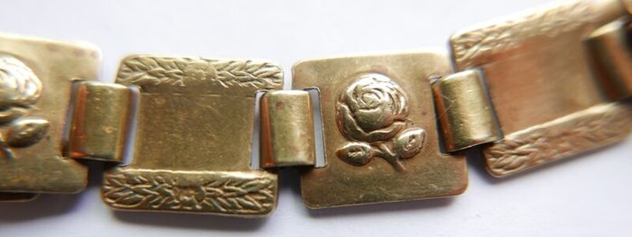 Victorian Rose Design , Antique, -stamped GOLDOID, Bracelet
