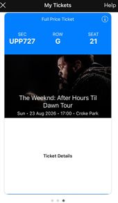 The Weeknd After Hours Til Dawn Tour Sun  23 Aug 2026  17:00  Croke Park
