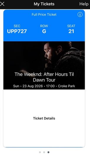 The Weeknd After Hours Til Dawn Tour Sun  23 Aug 2026  17:00  Croke Park