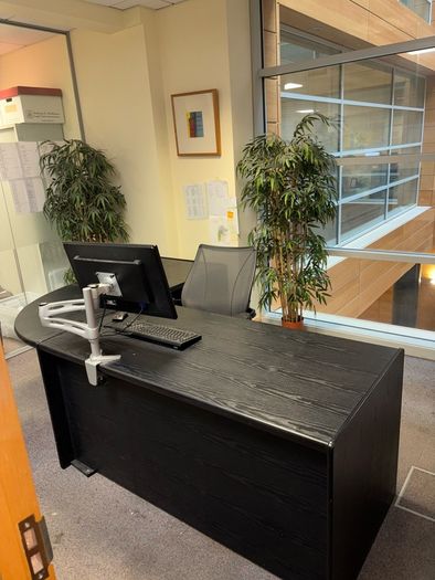 Black wooden desk