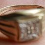 Vintage 9Ct Solid Yellow Gold 375 Diamond Mens Signet Ring 3,5g size S Image 6