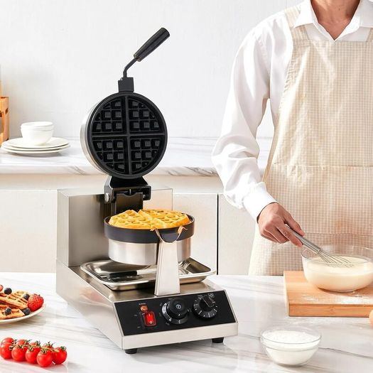 Commercial Belgian Waffle Maker 1300W Round Stainless Steel