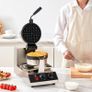 Commercial Belgian Waffle Maker 1300W Round Stainless Steel Image 2