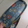 Vintage Mid Century Fibreglass Sandwich Tray, Brown Floral Hostess Serving Tray Image 2