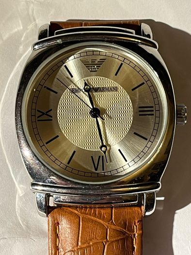 Mens Emporio Armani Classic Cushion-Case Quartz Watch new battery fitted like new
