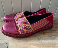 Women's shoes espadrilles Geox Respira canvas and leather flat shoes boho vibe size 5