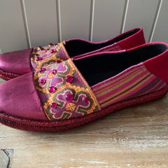 Women's shoes espadrilles Geox Respira canvas and leather flat shoes boho vibe size 5