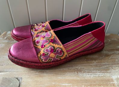 Women's shoes espadrilles Geox Respira canvas and leather flat shoes boho vibe size 5